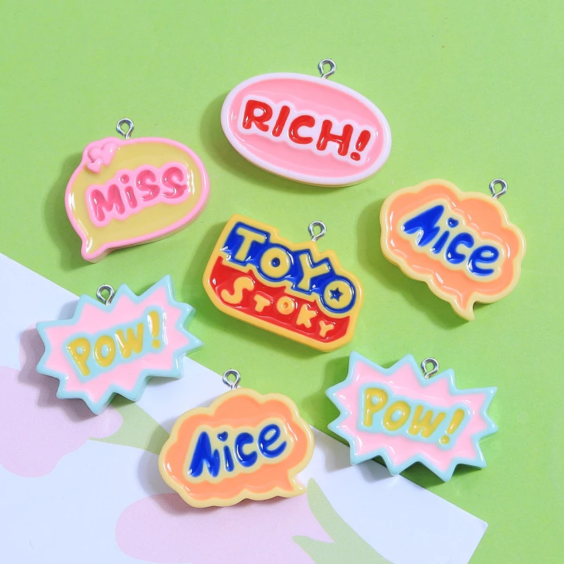 

20Pcs Kawaii Miss Rich Letter Resin Charms For Jewelry Making DIY Earring Necklace Bracelet DIY Pendant Findings Accessories