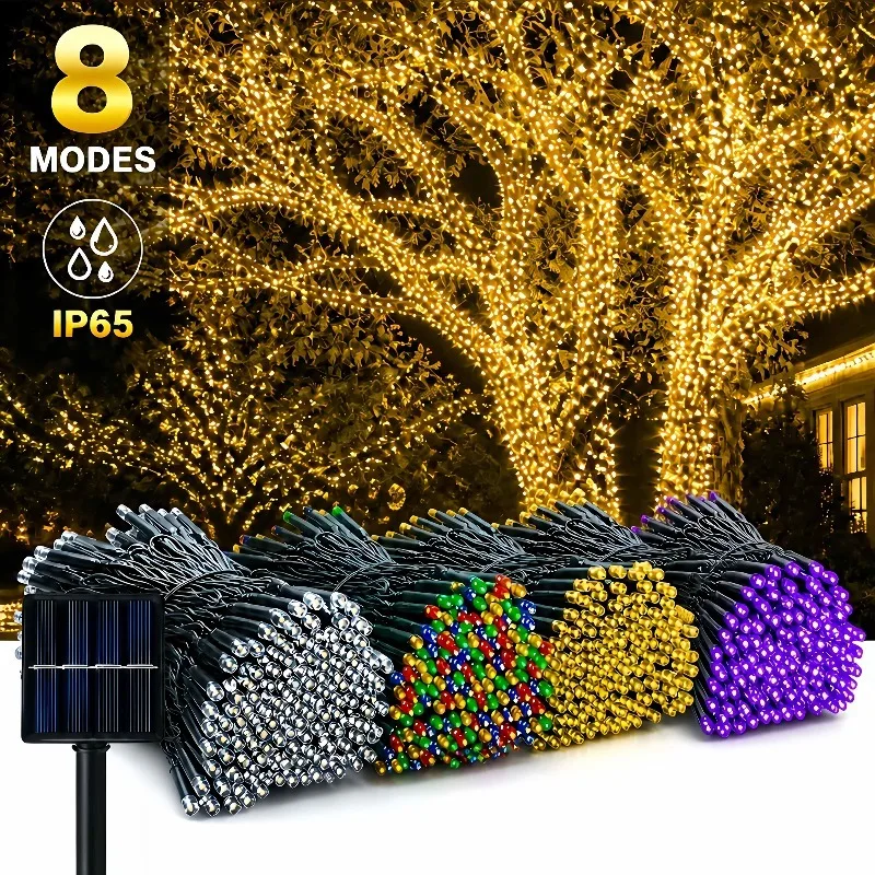 Solar-Powered LED String Light Featuring 8 Different Flashing Modes Ideal for Embellishing Gardens Weddings Halloween Christmas