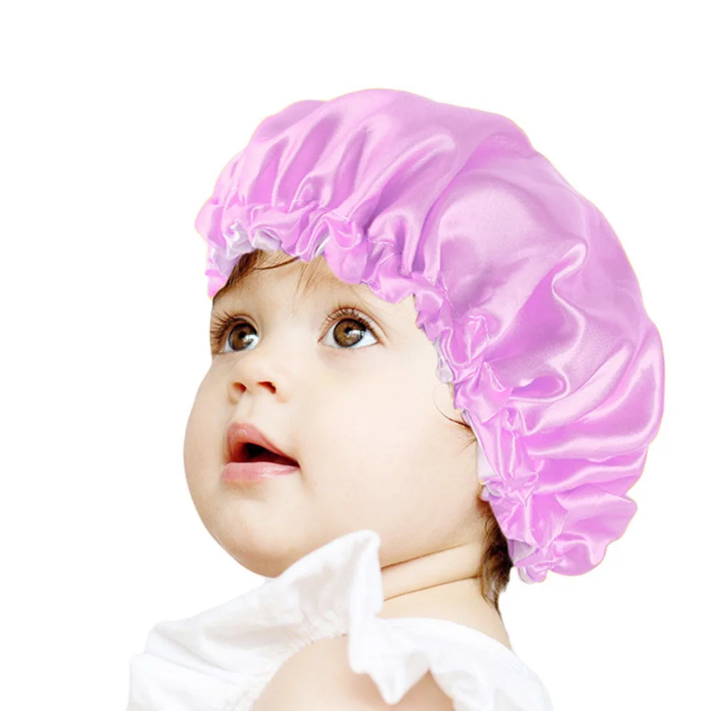 

Satin Suitable for Most Kids Sleeping Hat Hair Girls Purple Elastic Caps Head Cover