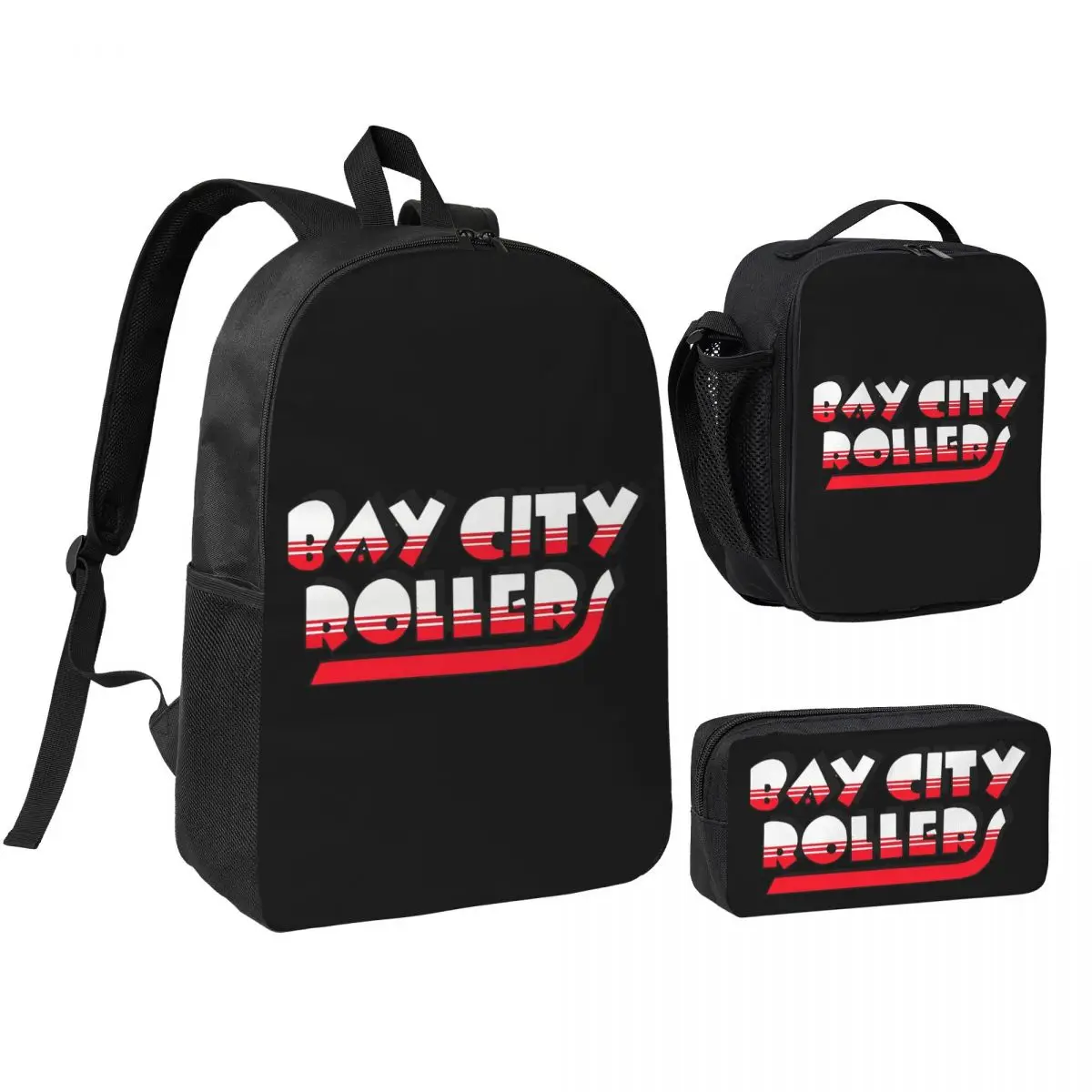 

Bay City Rollers Music Band Backpack Boys Girls BookBag School Bag Shoulder Bags 3ps Insulated Lunch Bag Pencil Case