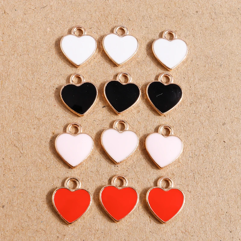 10 stücke Bunte Emaille Liebe Herz Charme für Schmuck Machen Frauen Nette Tropfen Ohrringe Anhänger Halsketten DIY Armbänder Handwerk Geschenk – Detail 23