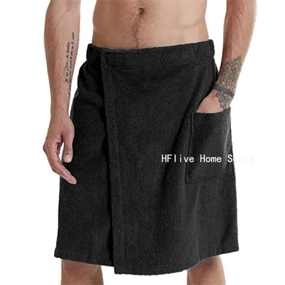 Men Soft Wearable Bath Towel With Pocket Bathrobes Shower Wrap Sauna Gym Swimming Holiday Spa Bath Beach Towel Toalla De Playa