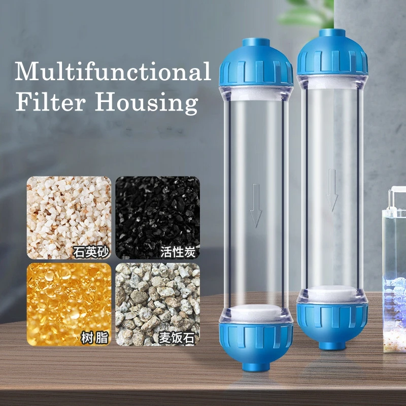 Filter Material Filling Empty Shell Water Purifier DIY Small Straight Tube Filter Cartridge 1/4inch Transparent Filter Housing