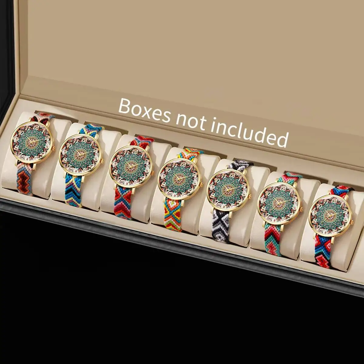 1/6/7 قطعة ساعات نسائية عصرية عتيقة بحزام منسوج ساعات يد كوارتز للسيدات Reloj Mujer (بدون صندوق)