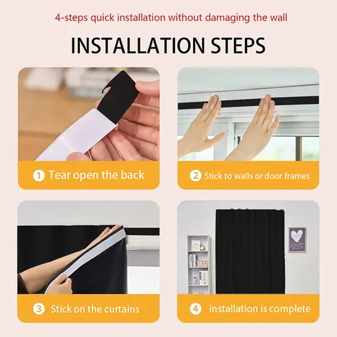 1 पीस स्वयं चिपकने वाला पोर्टेबल 100% ब्लैकआउट पर्दे, पंच-मुक्त सनशेड पर्दे - गर्मी इन्सुलेशन, आसान स्थापना, सभी मौसमों के लिए उपलब्ध 8 best sales काले पर्दे - №3