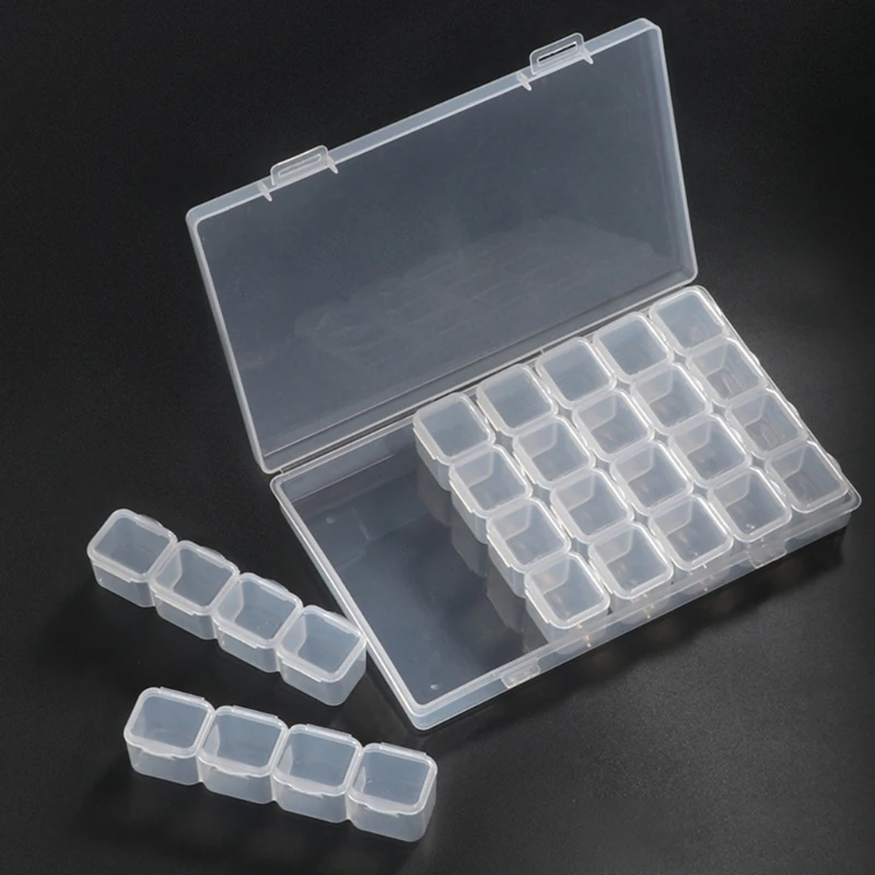 28 Grids Clear Plastic Box Storage Container Jewelry Box Bead Craft