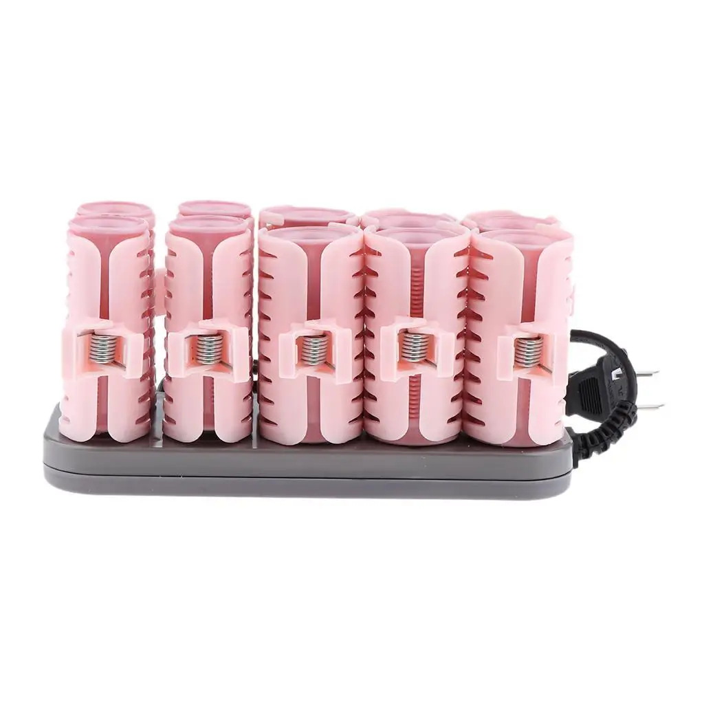 10pcs/set Electric Hair Rolling Roller Hair Curling Curler Clip US Plug Premium Style