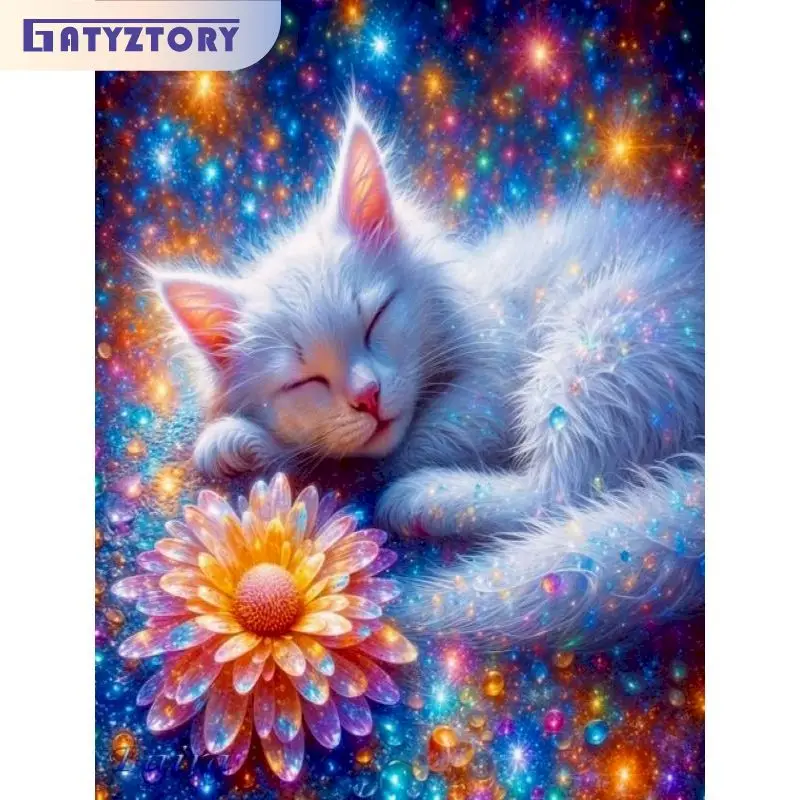 

GATYZTORY Cat Diamond Painting Kit Handiwork Art Diy Gift Animal Full Round/Square Diamond Art For Beginners Home Wall Decor Diy