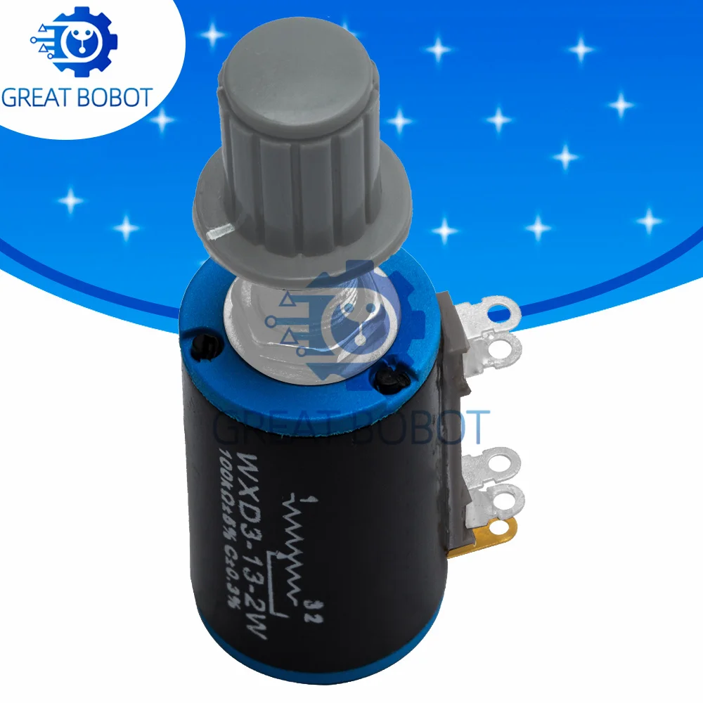 WXD3‑13 2‑Watt Wire Wound Variable Resistor 1K‑100K Ohm Potentiometer with Control Knob Assortment