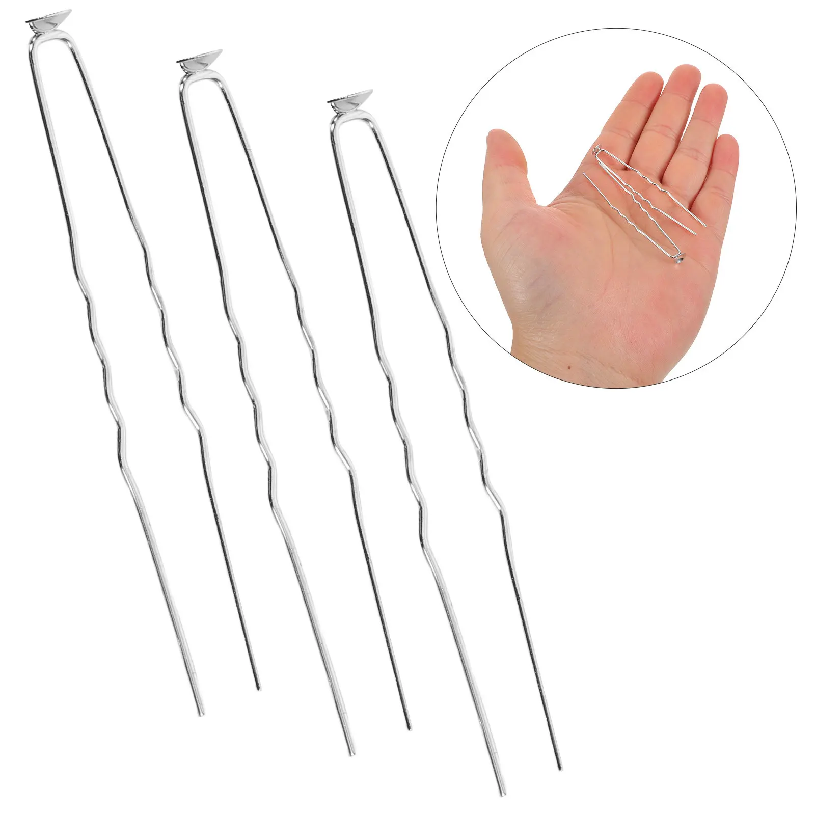 

50 шт. U-образных заколок для волос, элегантные волнистые французские свадебные шпильки для прически-пучка, надежные металлические вилки для волос, серебристые