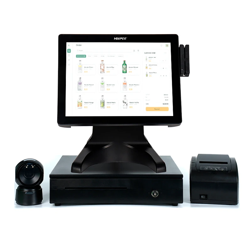 

POS-система для ресторанов с двумя 15-дюймовыми сенсорными экранами, принтером, сканером штрихкодов и денежным ящиком (для ATV/UTV)