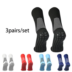 3 pairs Shield Pattern Circular Silicone Non slip Football Socks Men Women Football Socks Training Match Sports Grip soccerSocks