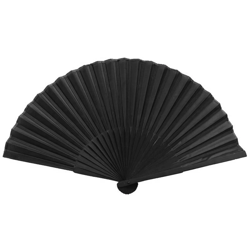 1PCS Large Black Folding Silk Hand Fan Hand Folding Fans Chinese Thickened Folding Fan for Men