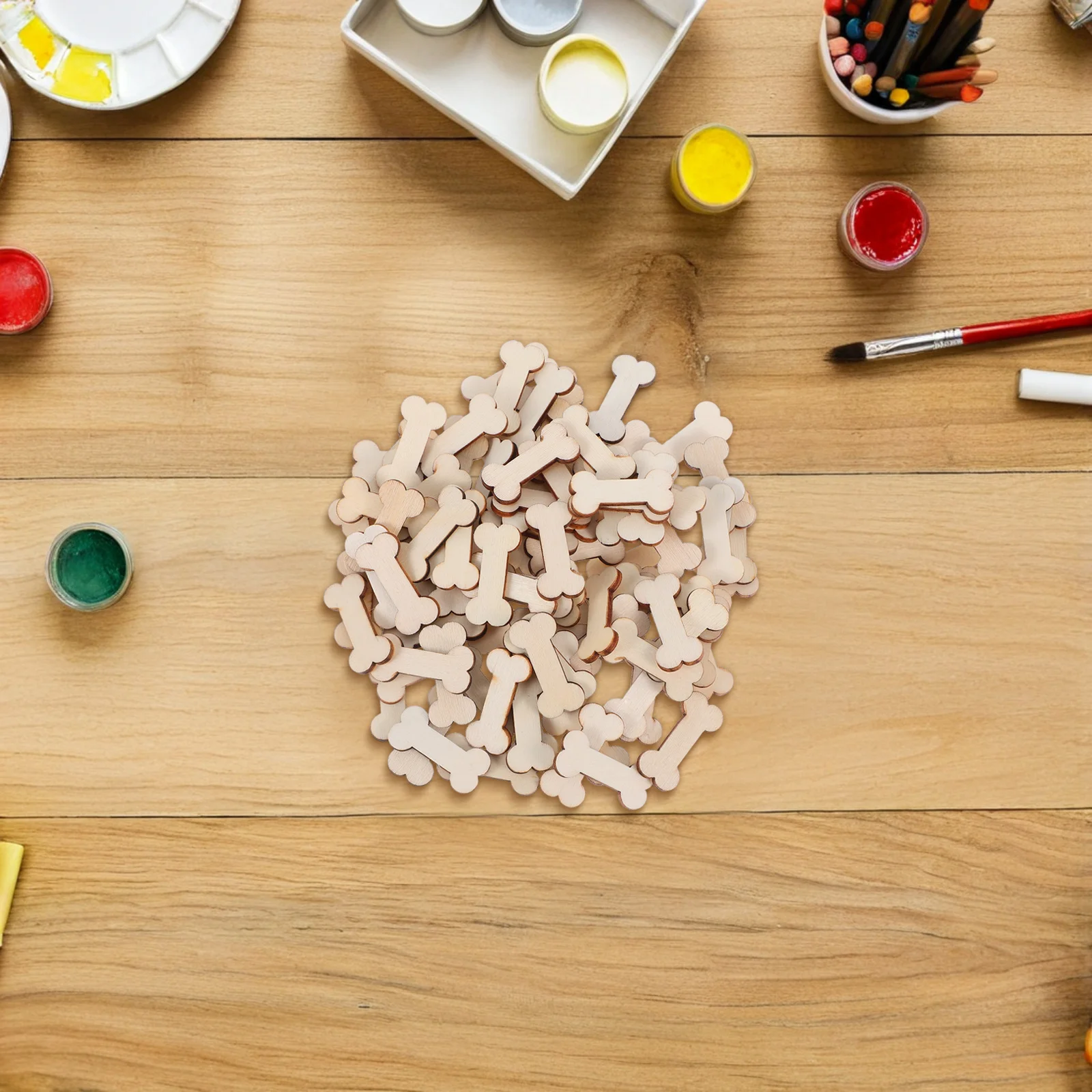 

100pcs Wooden Dog Bone Cutouts 3X1.4X0.3Cm Unfinished Wood Crafts For Diy Painting Decorating Christmas Ornaments Nursery Wall