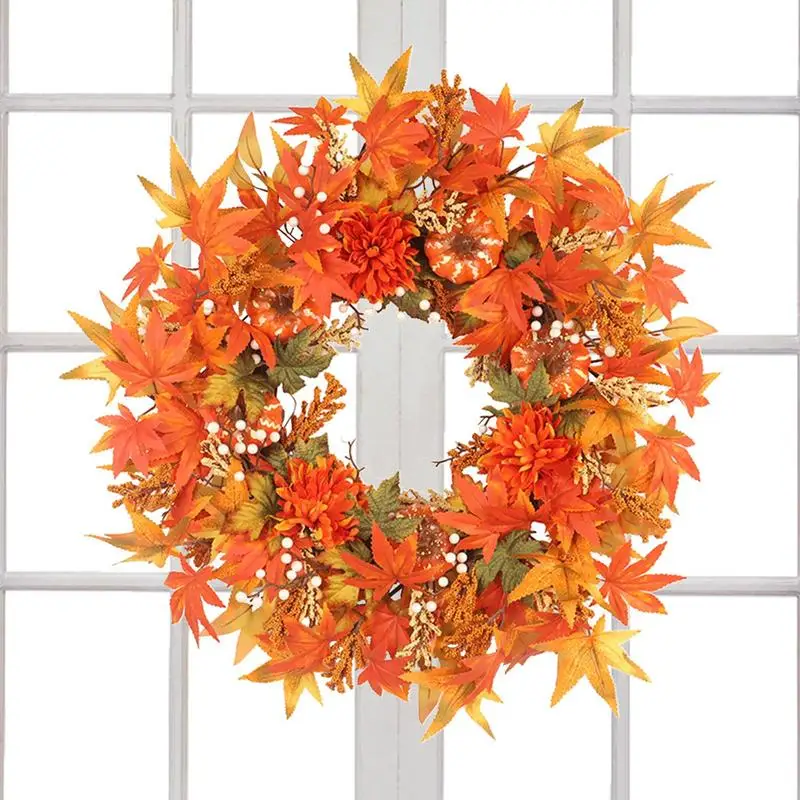 

Autumn Wreath Artificial Autumn Decorations For Front Door Farmhouse Seasonal Hanger Decor 60cm/23.62inch Autumn Harvest Front