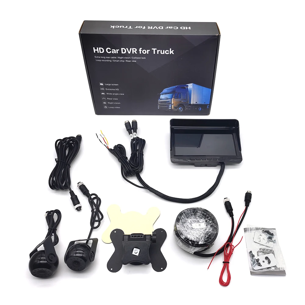 7inch 2CH Multiplex Monitor Driving Assistance Front and Rear Waterproof Starlight Cctv Mirror Security Ahd Camera System