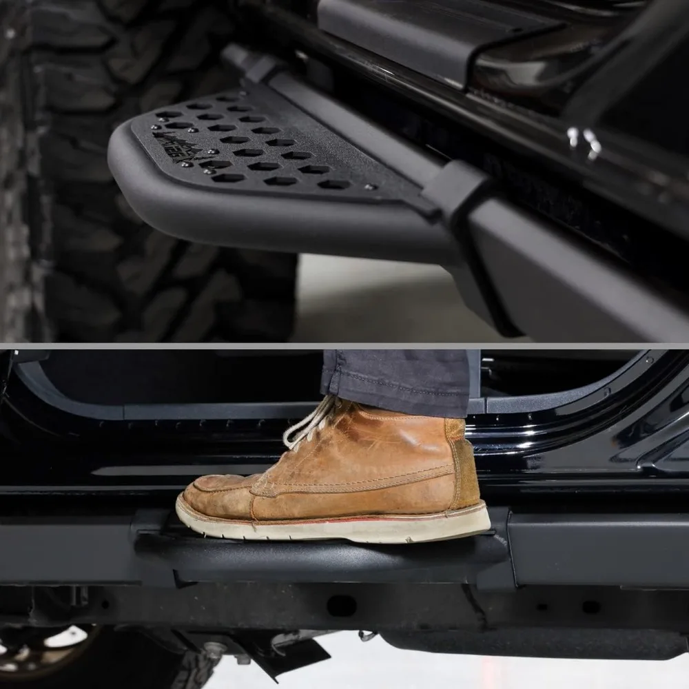 IAG V1 EZ-Step لسيارة Ford Bronco 2021+ w/rockrails (2 باب، لوحة شعار سوداء، زوج واحد) (لا تناسب رابتور أو الرياضة)