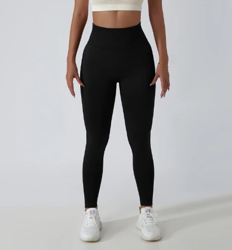 Athleisure Legging deportivo para mujer, Color sólido, tejido sin costuras, ajustado, cintura alta, levantamiento de cadera, Fitness, pantalones deportivos transpirables de Yoga