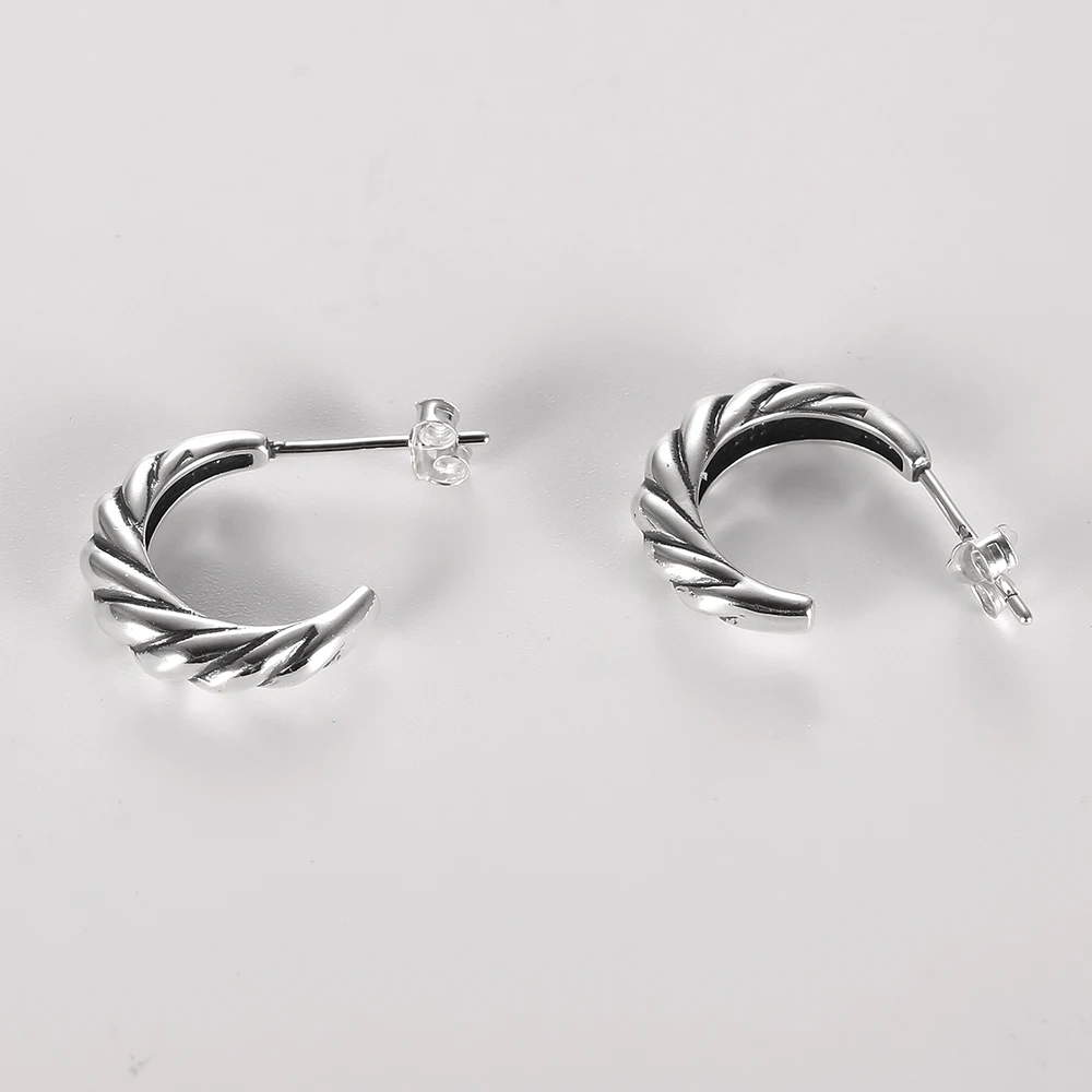 925 Sterling Zilveren Twist Oorbel Voor Vrouwen Kleine Cirkel Oorringen Verjaardag Eenvoudige Nobele Sieraden Geschenken