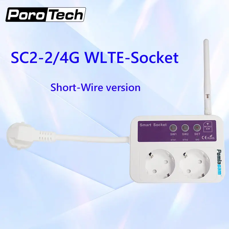 SC2-GSM Smart Socket 4G Smart Remote Control OFF/ON Power Switch Plug Socket 16A SMS Optional Temperature Sensor short line
