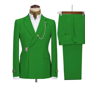 2 parça erkek iş elbisesi düzenli Fit Notch yaka balo smokin düğün için (Blazer + pantolon) göğüs aksesuarları içermez