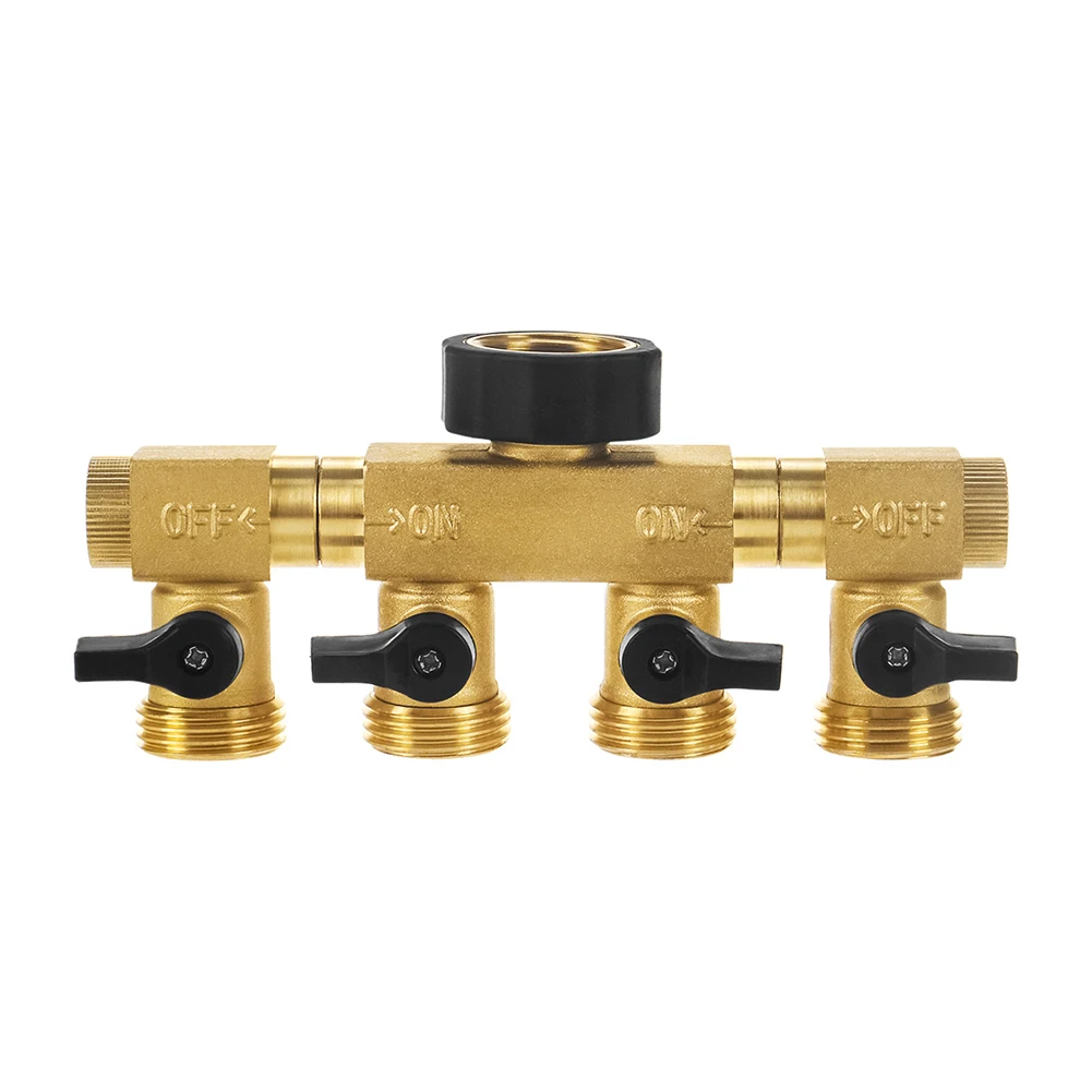 

1pc 4 Way Brass Hose Splitter Watering Tap Connector Distributor Unattached Switch Garden Irrigation Ball Valve Plate Diverter