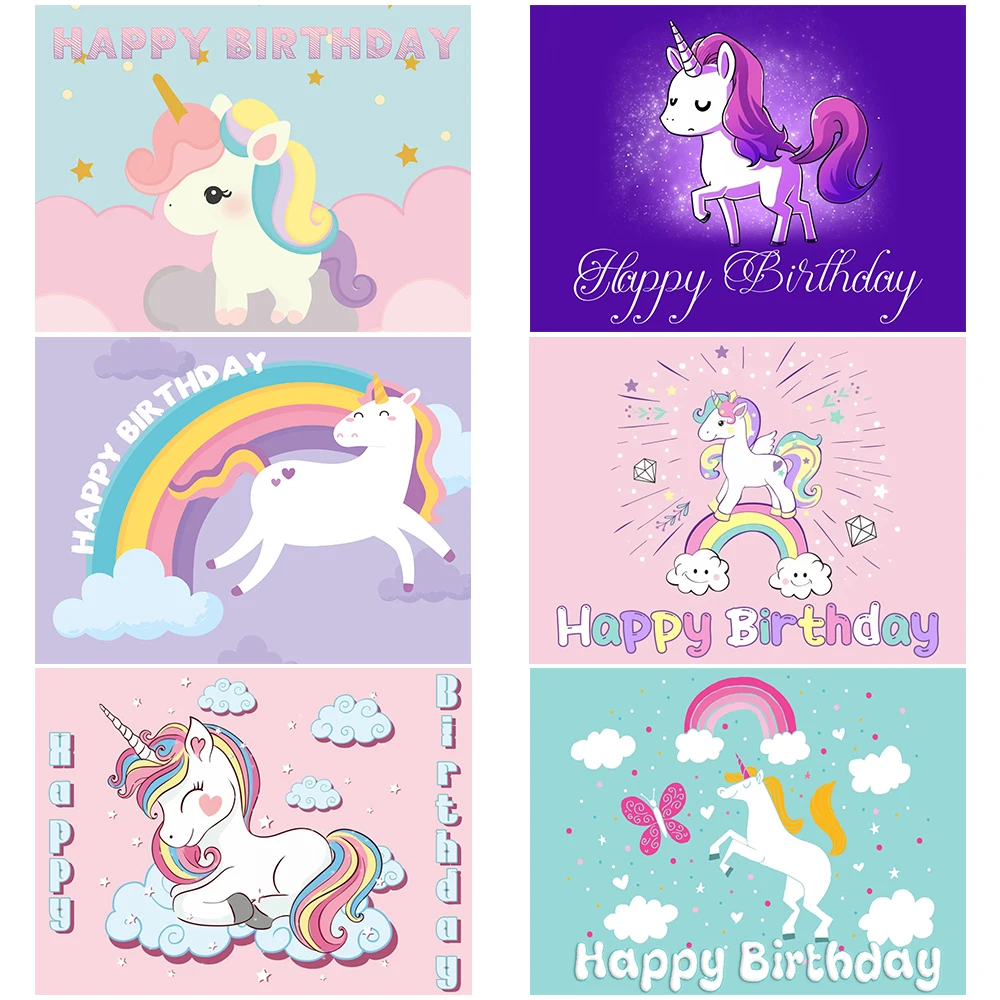 Cartoon Rainbow Unicorn Girl  Background  Party Newborn  Baby  Bathing  Photography Background  Decoration Photo Studio Shooting