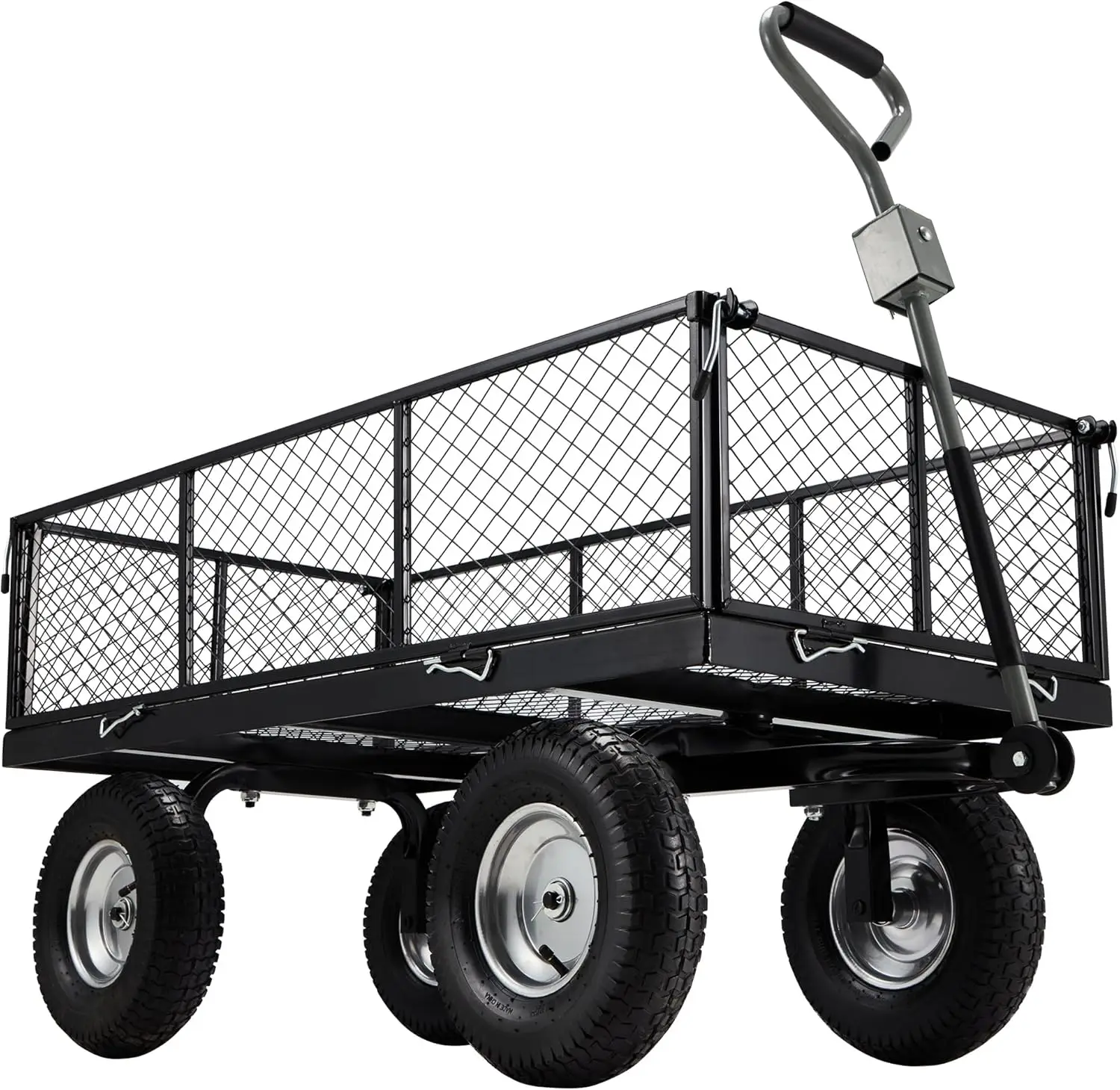 

Steel Garden Cart With Removable Sides, 1300Lbs Heavy Duty Utility Wagon Cart With Huge Pneumatic All Terrain Tires, Wagon Cart