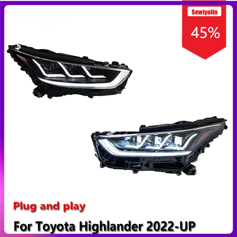 

Sewiyolin Car LED Lamp Headlight Assemblies For Toyota Highlander 2022-UP Fog DRL Brake Turn Signal Lamp