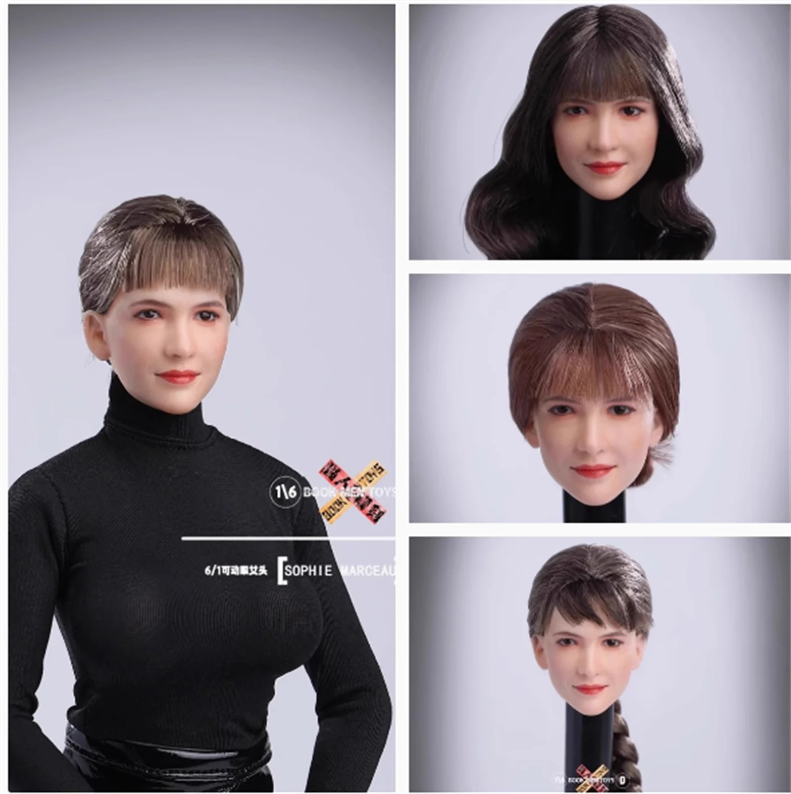 

BOOK MEN TOYS BM01 ABCS D 1/6 Female Curly Hair Movable Eyes Head Sculpt For 12inch PH TBL Action Figure Soldier Body Toys