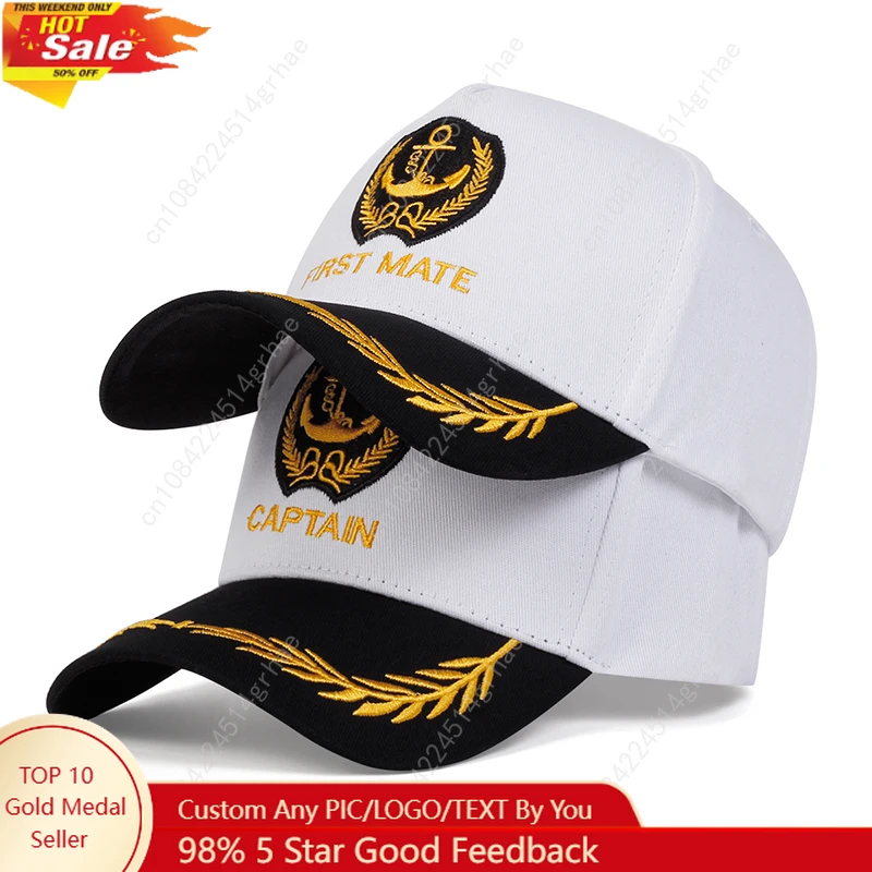 Unisex CAPTAIN/FIRST MATE Letter Embroidery Baseball Caps Spring and Autumn Outdoor Adjustable Casual Hats Sunscreen Hat