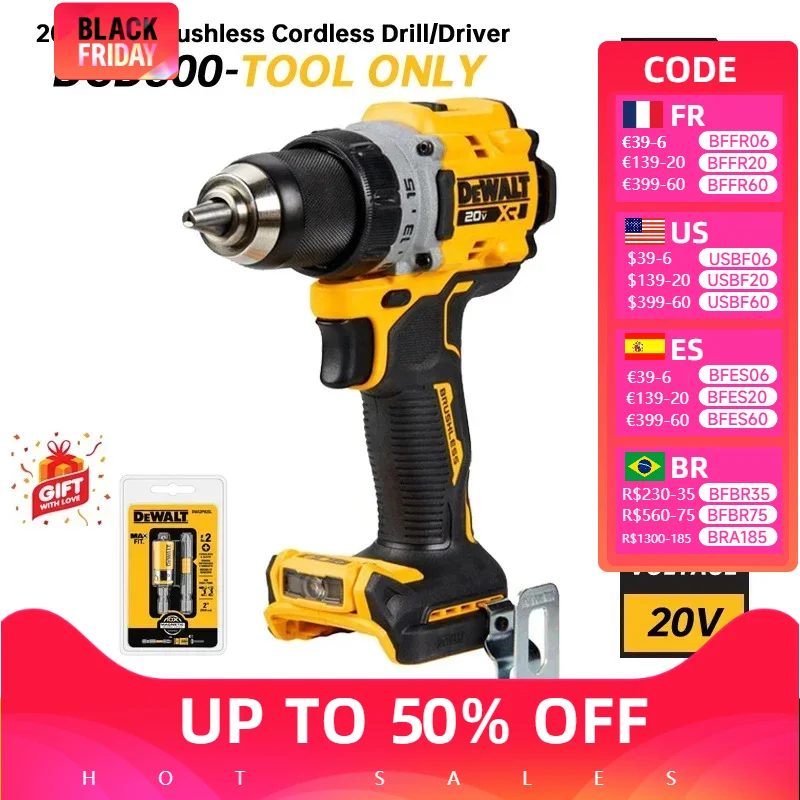 DEWALT DCD800 Brushless Compact Drill Tool Only 20V XR 1/2-in Cordless Drill/Driver Hand Electric Drill Kit Dewalt Power Tools