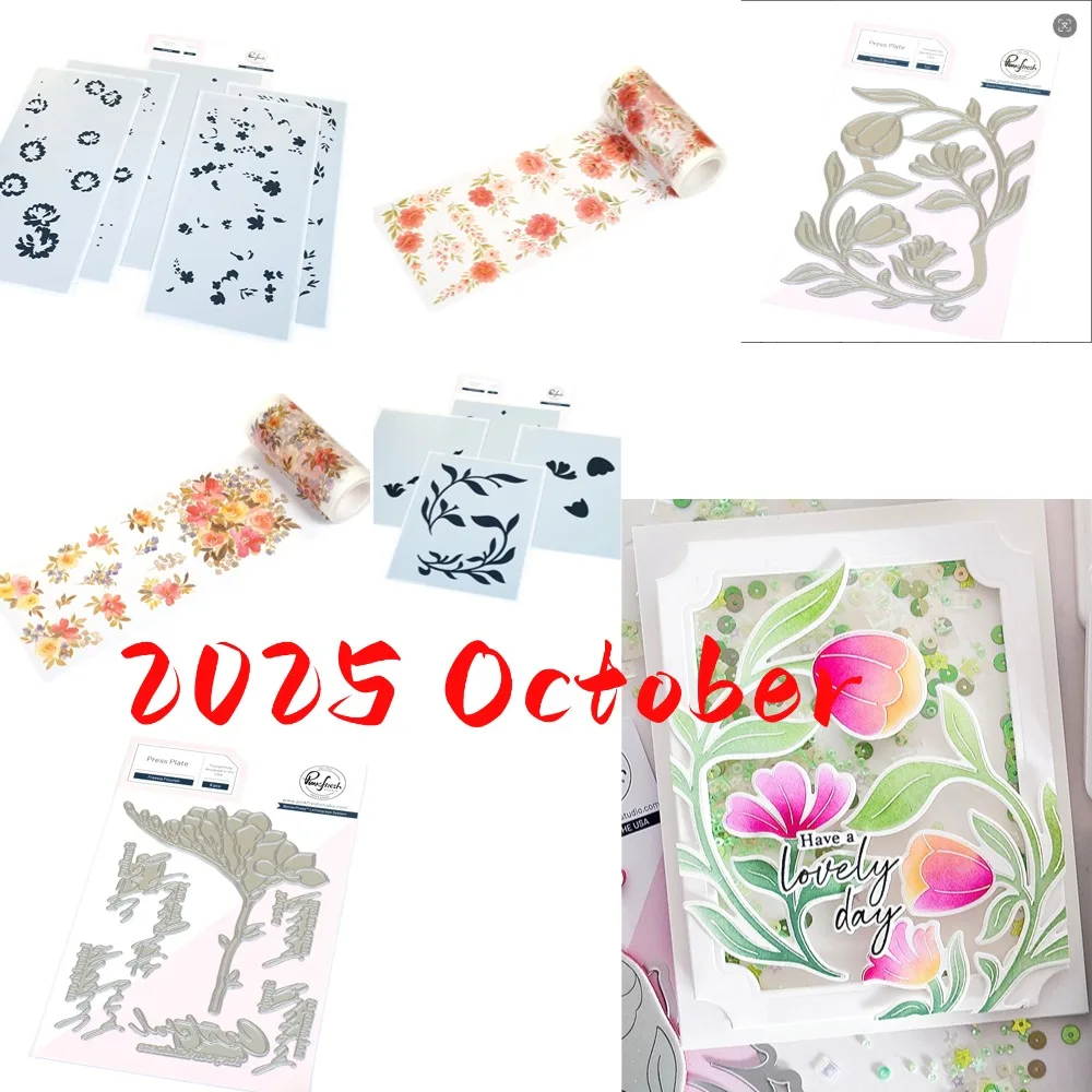 

Grid Series Pinkfreshs Cutting Dies Stamps Stencil Scrapbook Diary Decoration Stencil Embossing Template DIY Greeting Card