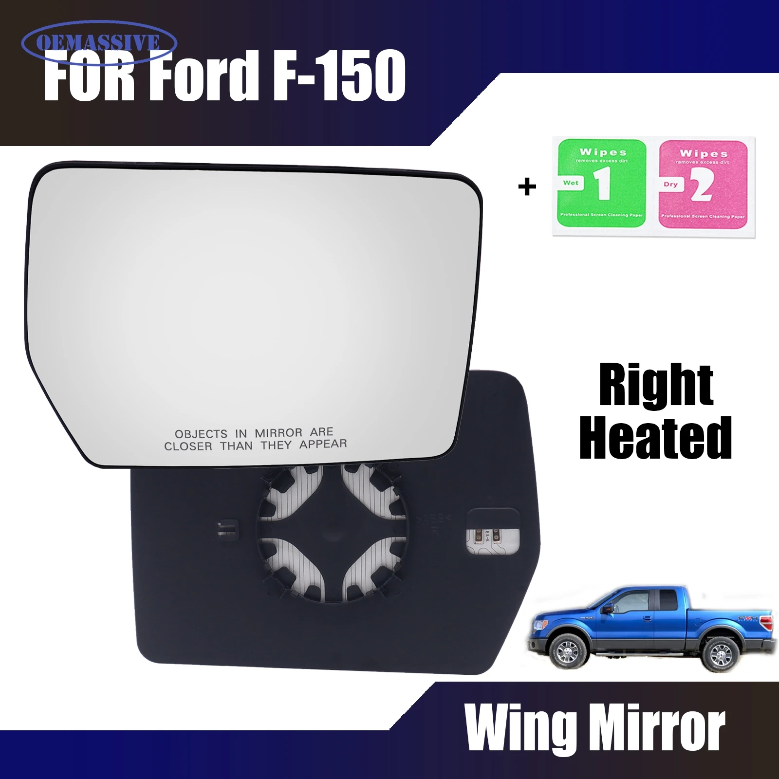 Passenger Side RH Heated Wing Mirror Glass Rear View Convex Mirror Glass With Backplate For Ford F-150 2004-2014 Pickup Bodykits