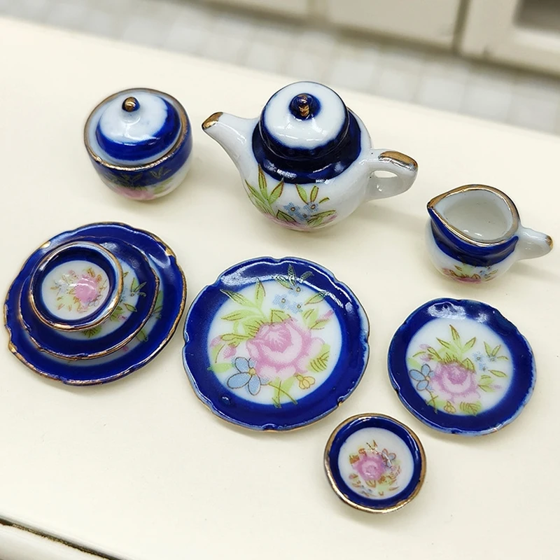 Miniatura Ceramic Tea Cup Set para Dollhouse, Louça, Bonecas, Xícara De Café, Decoração De Cozinha Brinquedo, Micro Cena Decoração, 1:12