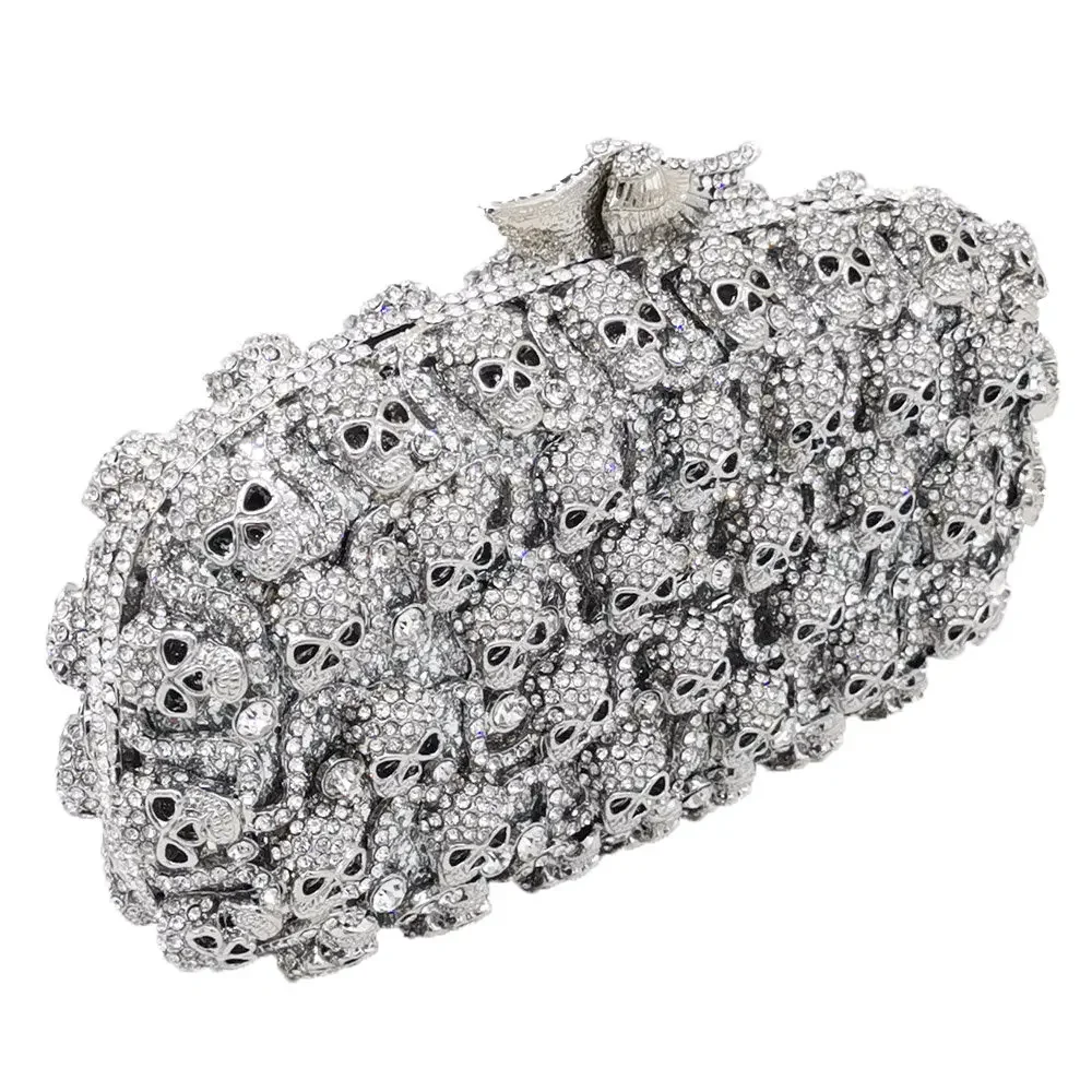 Boutique De FGG (in stock) Women Skull Clutch Evening Bags Ladies Crystal Handbags and Purses Wedding Gala Dinner Minaudiere Bag