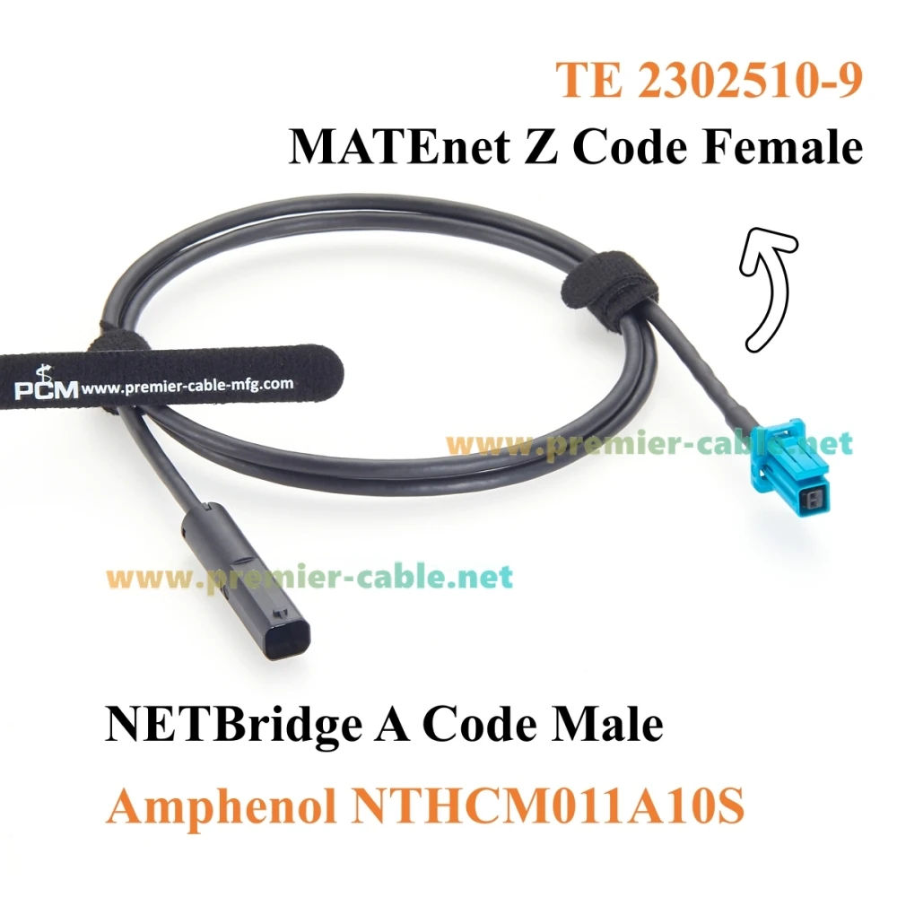 Amphenol NETBridge Stecker auf TE MATEnet Buchse Automobil-Ethernet-Kabel 100/1000BASE-T1 Abgeschirmtes Kabel NTHCM011A10S zu 2302510-9 – Detail 3