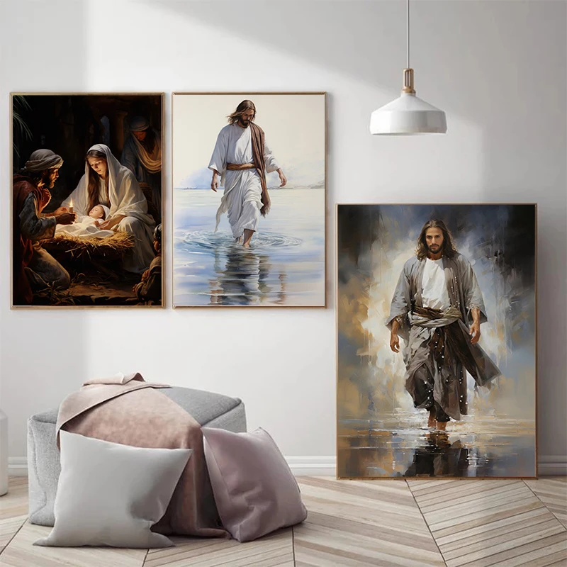 Vintage Religion Jesus Christ Bible Verse Art Poster Canvas Painting Wall Print Picture Living Room Home Decor Aesthetic Decor