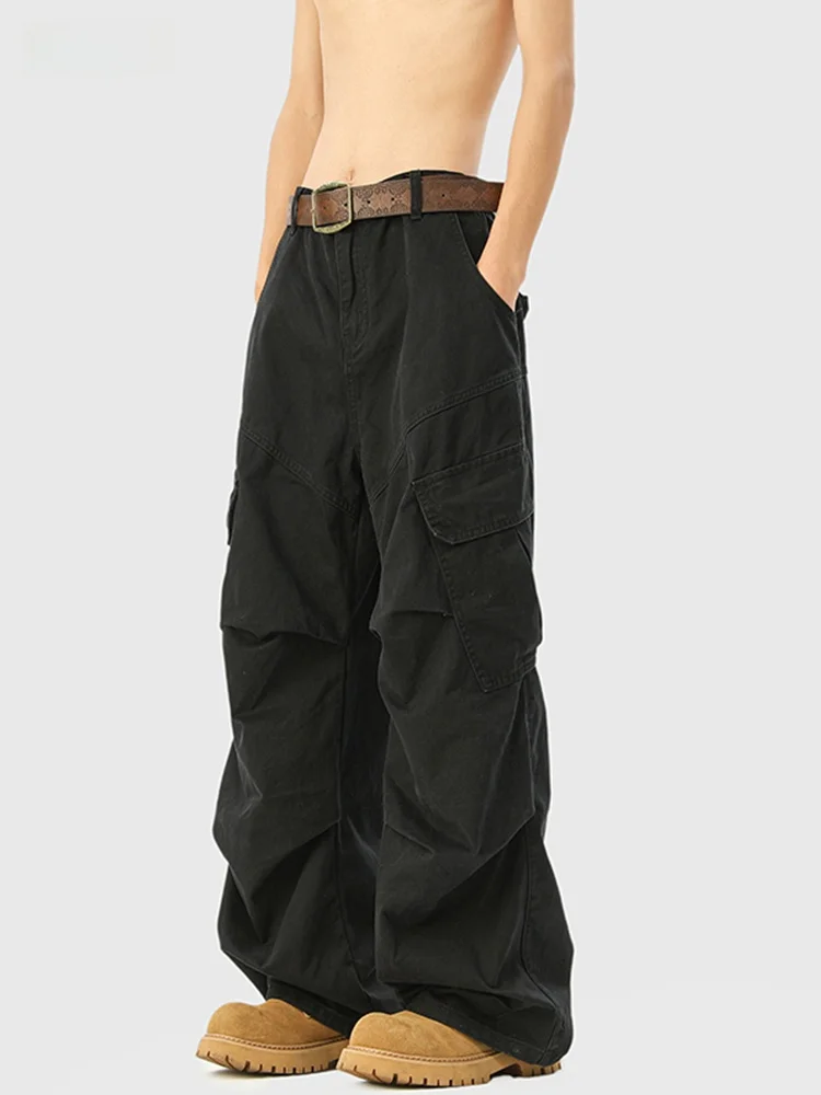 

Bla Casual Cotton Work Trousers Men's Spring Summer Thin American Functional Loose Straight Wide Leg Pants Casual Sle