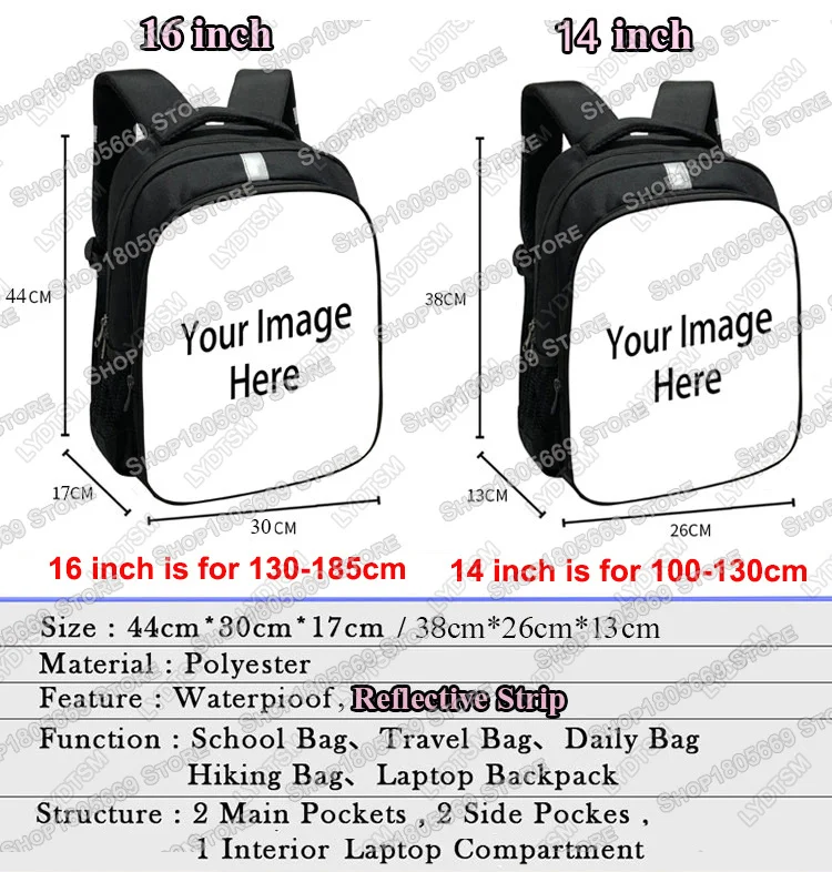 14/16 Inch Polka Dot Animal Print Backpack Leopard Peacock Turtle Children School Bags Teenager Bookbag Women Men Laptop Bags