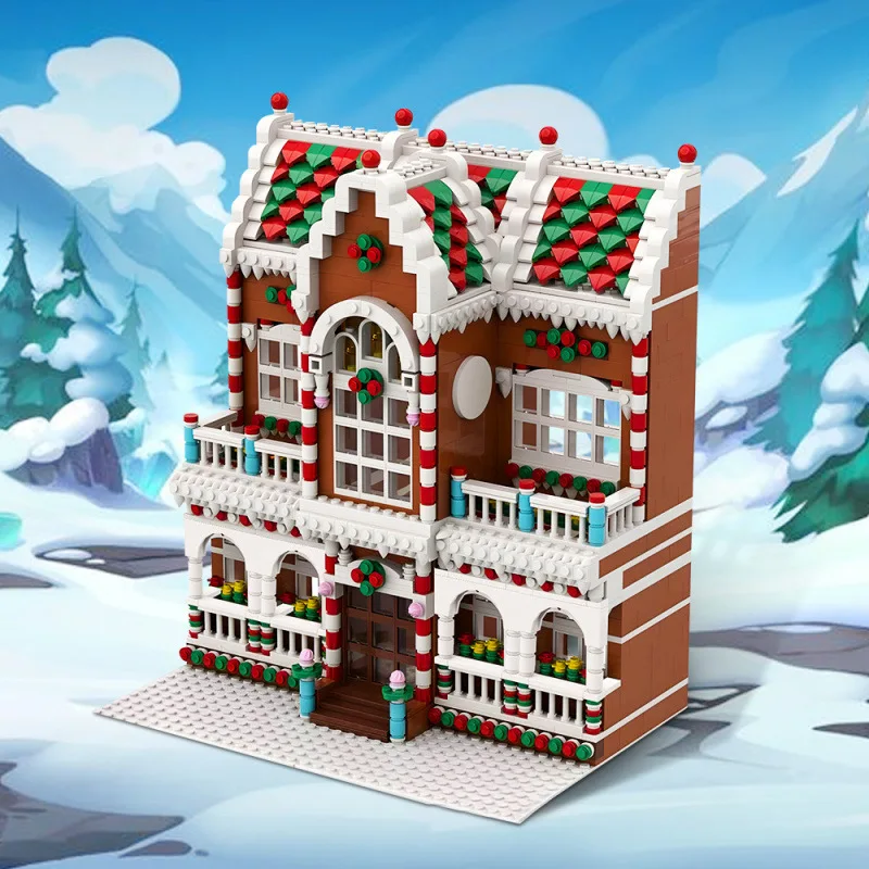 MOC 1779 Uds. Serie creativa de regalo de Navidad casa de pueblo de invierno modelo de bloques de construcción DIY ladrillos montaje rompecabezas juguetes para niños