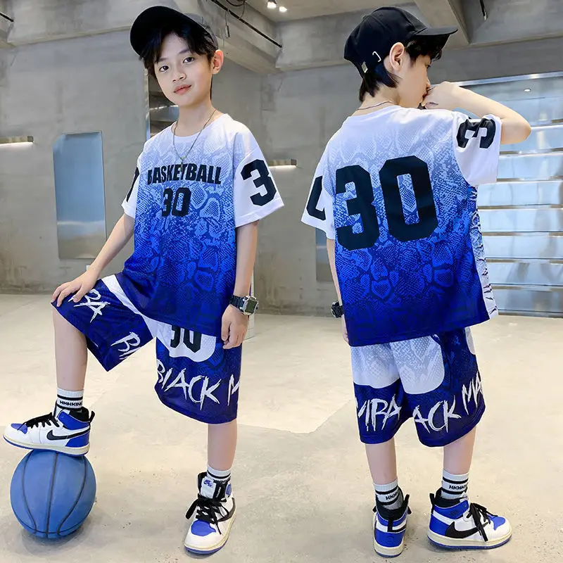 

Boys Summer Quick-Dry Basketball Sports Suits 4-14 Years Boys Sleeveless Vset+Short Pants 2pcs Sets Kids Sports Outfits Clothing