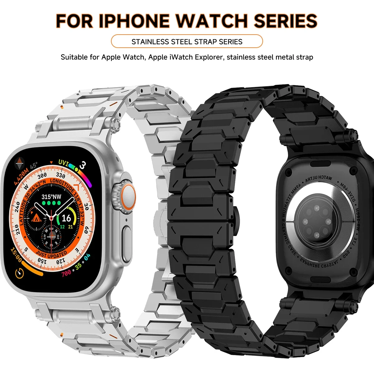 Luxury Titanium Color Strap for Apple Watch Ultra 2 Band 49mm 46mm 45mm 44 42mm Metal Stainless Steel Bracelet Iwatch 10 9 8 7 6