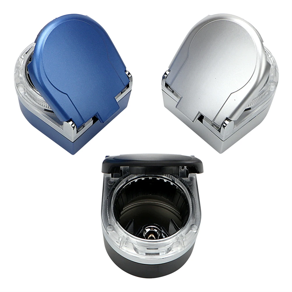 

Smart Led Car Ashtray Holder Flame Retardant Blue Ashtray With Lid Clean Auto Cigarette Ash Container
