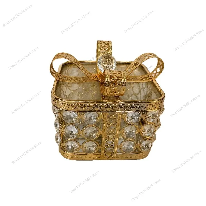 For creative light luxury Internet celebrity crystal gift ornament storage box living room high sense jewelry box