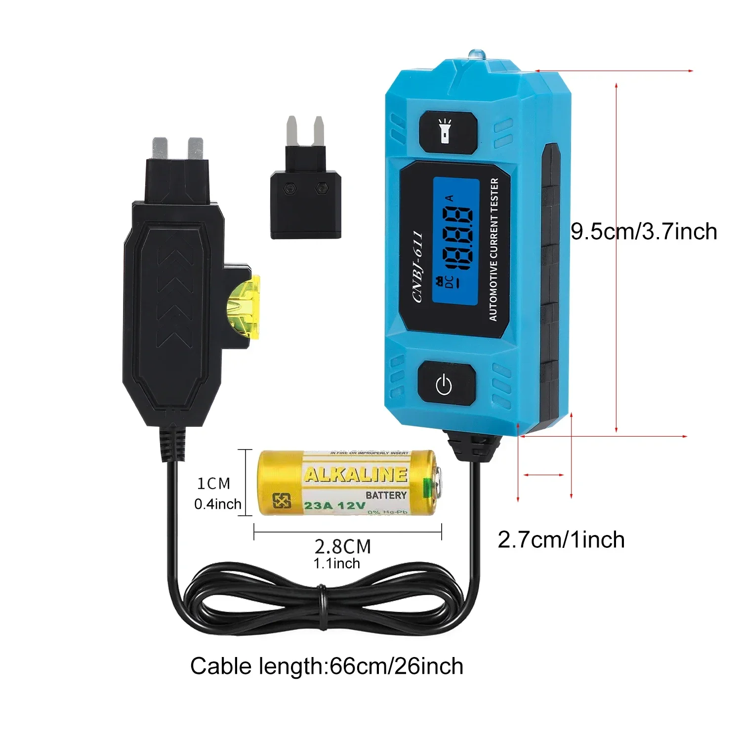 2024 new Vehicle Fault Detection Car Circuit Fault Finding 12V 20A 0.01A~19.99A Fuse Galvanometer By Fuse Diagnostic Tool