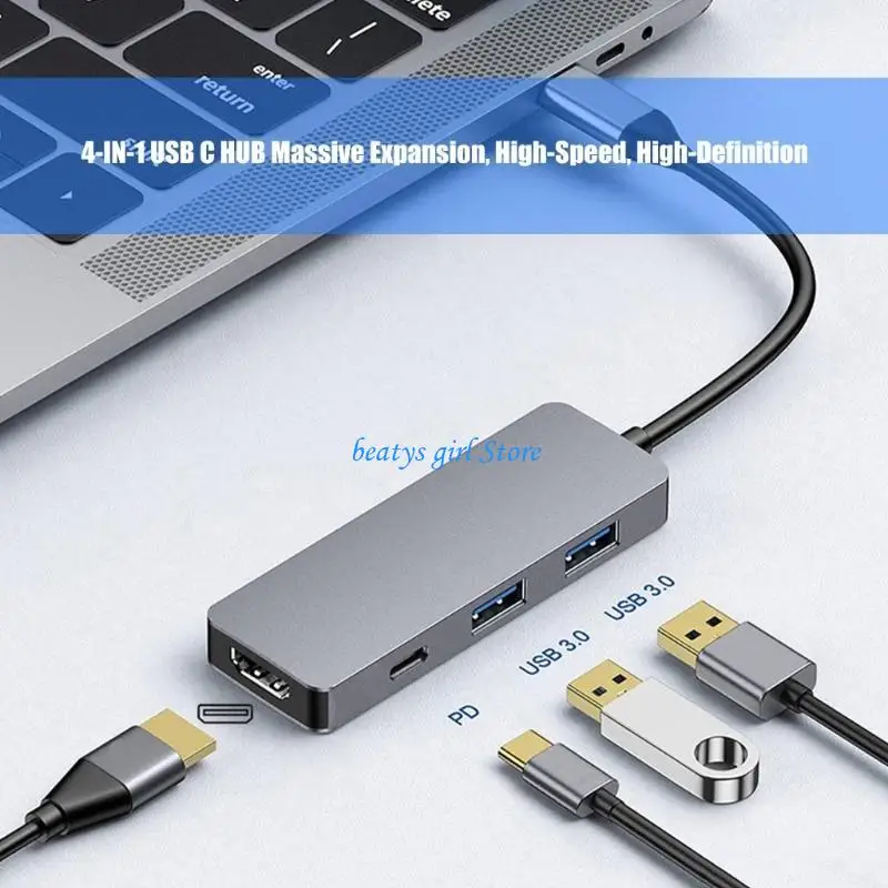

C7AB Aluminum USB C Laptop Docking Station USB Type C to 4K HDTV Type C 2xUSB3.0
