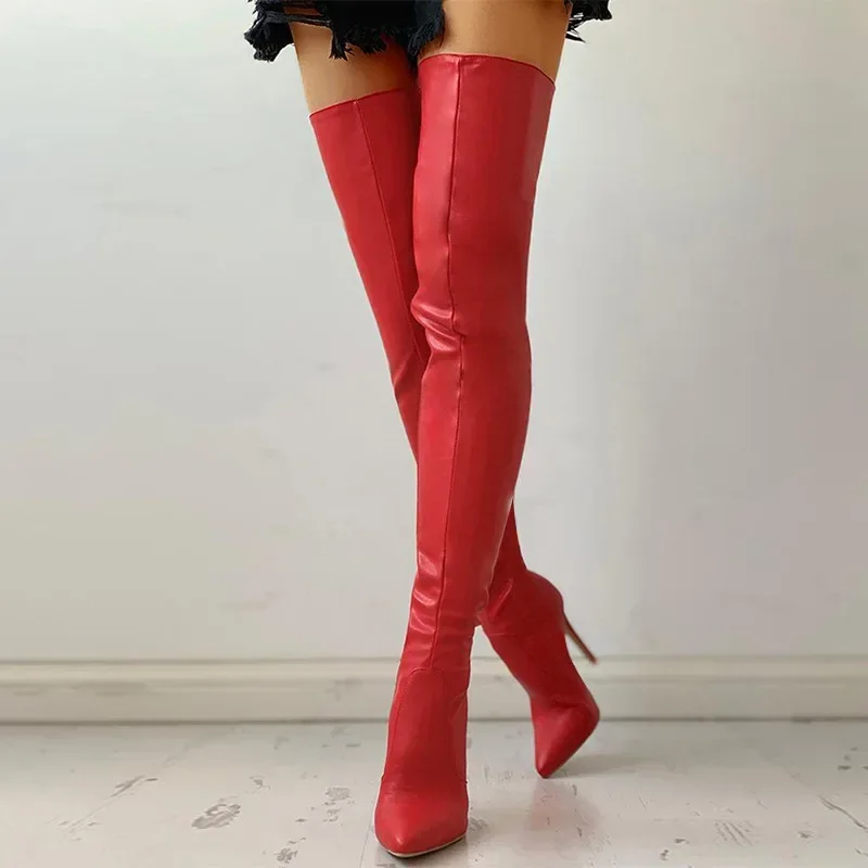 Black Sexy Over The Knee Boots For Women High Heels Shoes Ladies Thigh High Boots 2023 Winter Big Size 43 Long Boots Female Shoe