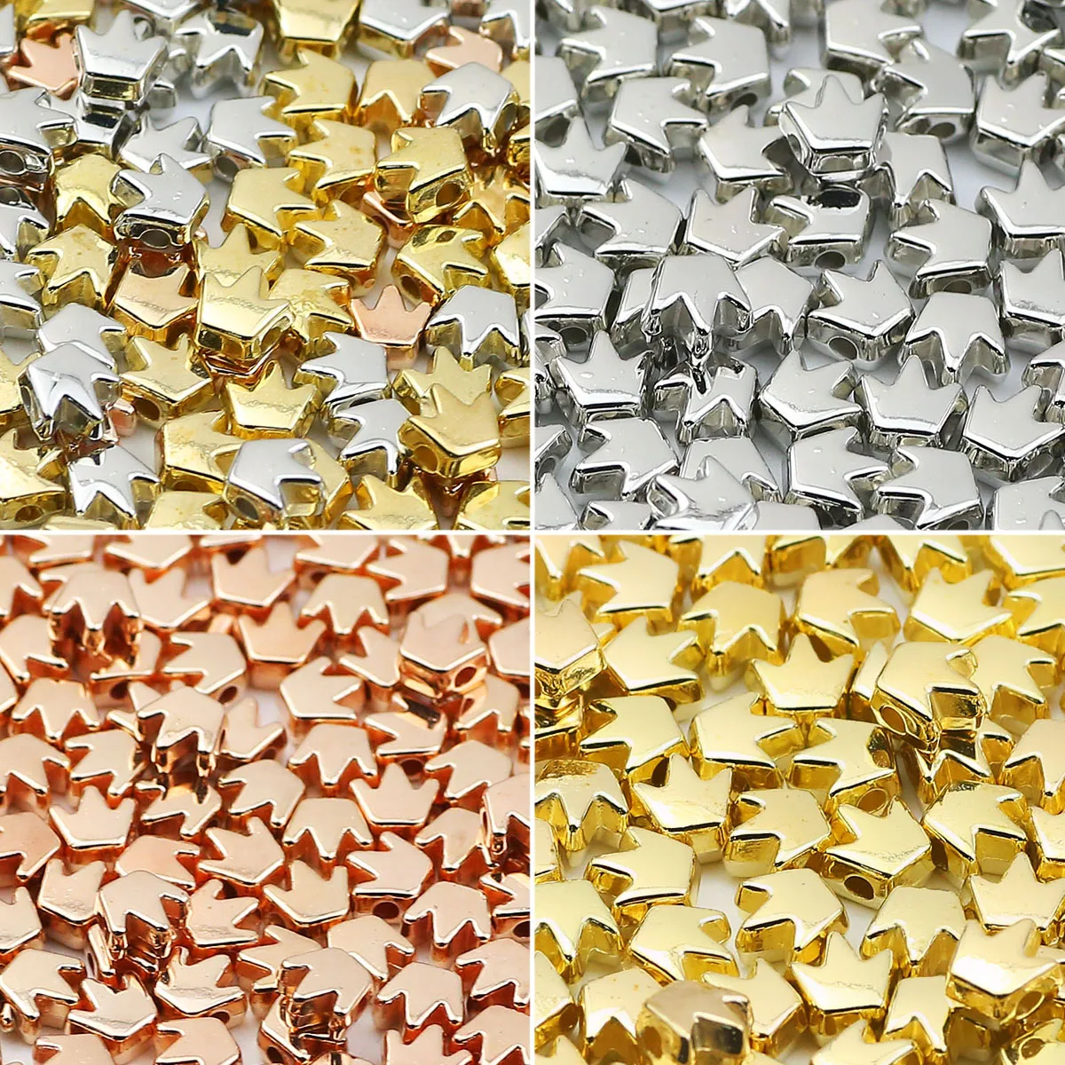 6mm 100/200/400/800 Uds. Cuentas sueltas de corona CCB chapadas en plata dorada para fabricación de joyería DIY collares pulsera llavero Accesorios