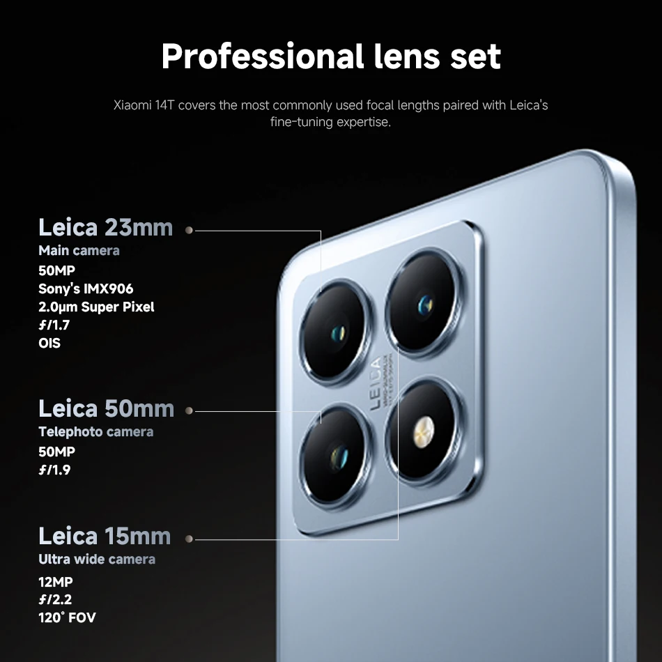 Xiaomi 14T Global Version MediaTek Dimensity 8300-Ultra 50MP Leica Main Camera 5000mAh 67W HyperCharge 5G NFC 144Hz Smartphone